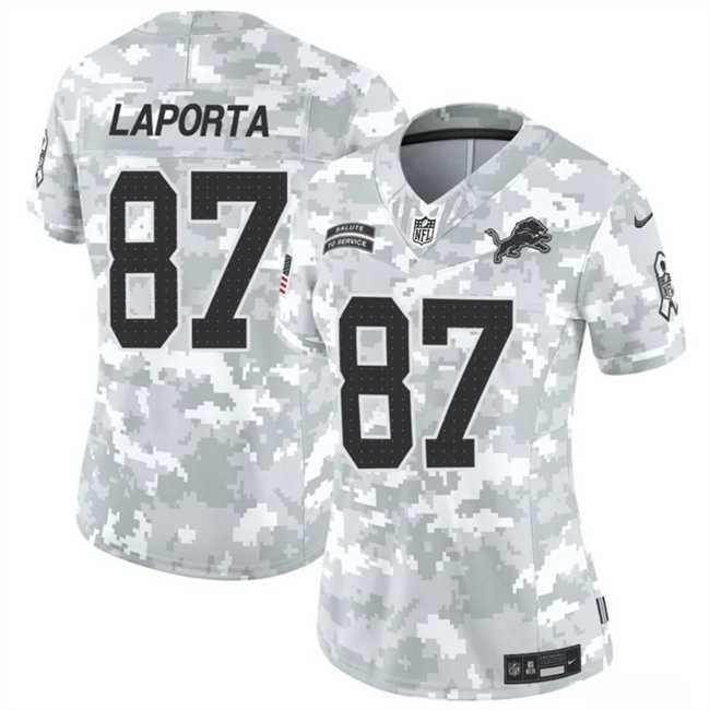 Womens Detroit Lions #87 Sam LaPorta 2024 F.U.S.E Arctic Camo Salute To Service Limited Stitched Jersey Dzhi